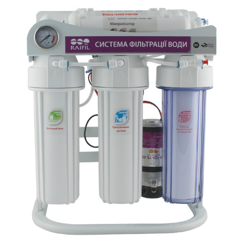 Система обратного осмоса Grando 5+, с насосом на станине с манометром, мембрана 75G